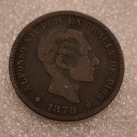 1878 Moneta 5 centesimi Spagna Alfonso XII
