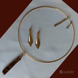 Parure collana girocollo pietra e orecchini