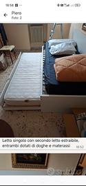 letto singolo con secondo letto estraibile