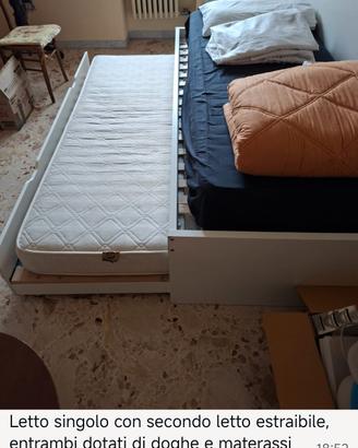 letto singolo con secondo letto estraibile
