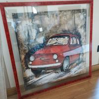 FIAT 500 rossa - stampa con cornice