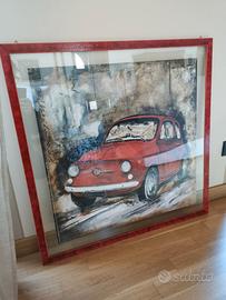 FIAT 500 rossa - stampa con cornice