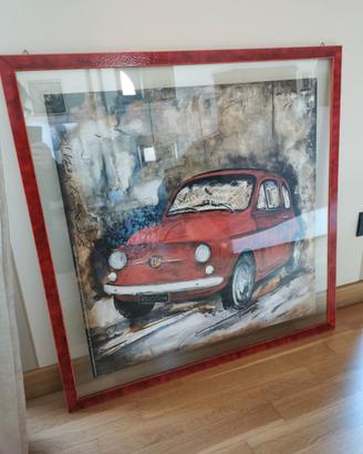 FIAT 500 rossa - stampa con cornice