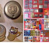 Portasigarete e accendino peltro da tavolo e altro