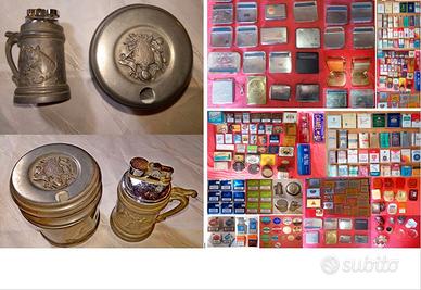 Portasigarete e accendino peltro da tavolo e altro