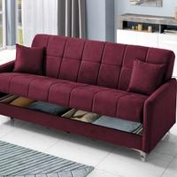 Divano letto 3 posti colore bordeaux – Nuovo