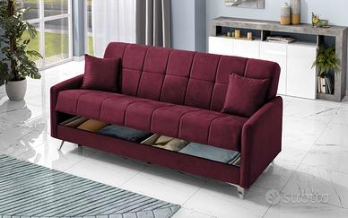 Divano letto 3 posti colore bordeaux – Nuovo
