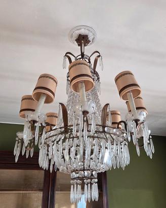Lampadario di cristalli vintage