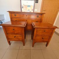 Como' con Comodini in Legno Massello 