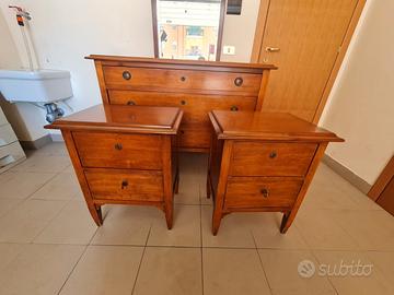 Como' con Comodini in Legno Massello 