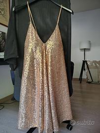 Abito vestito in paillettes rose gold