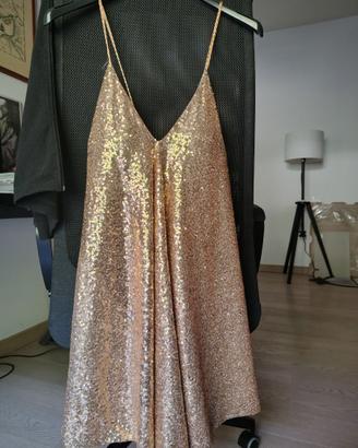 Abito vestito in paillettes rose gold