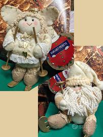 Angelo e Babbo Natale pupazzi in stoffa nuovi