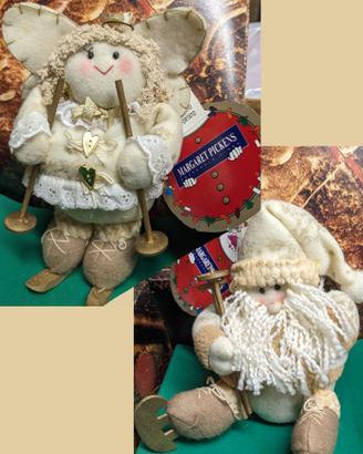 Angelo e Babbo Natale pupazzi in stoffa nuovi