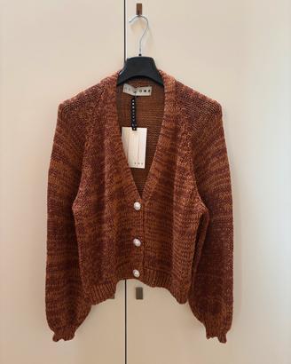 Cardigan HAVEONE Tabacco Lurex Bottoni gioiello