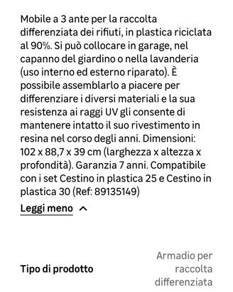contenitore per raccolta differenziata