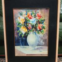LAMBERTO MASSETANI Macerata acquerello VASO FIORI