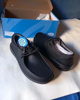 Scarpe da uomo, marca DUDE, pelle nera, numero 43