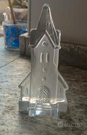 Porta candela in cristallo a forma di chiesa,vSbez