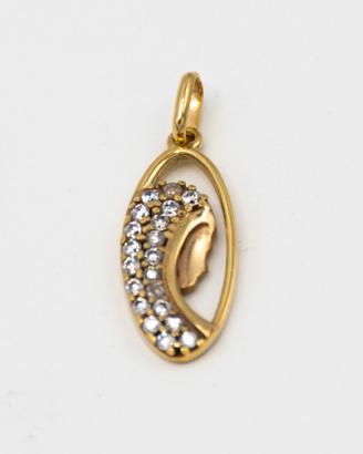 Ciondolo oro giallo 9kt con zirconi Madonnina S.61