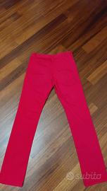 pantalone cotone rosso cotone  anni 13 benetton