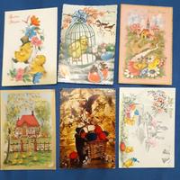 AUGURI BUONA PASQUA Lotto 6 cartoline PULCINI UOVA