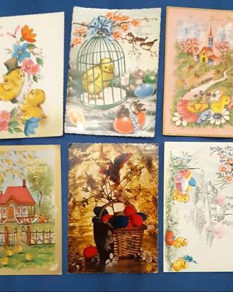 AUGURI BUONA PASQUA Lotto 6 cartoline PULCINI UOVA