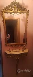 specchio con consolle antica stile barocco 