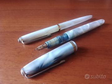 Set scrittura vintage anni '50 in celluloide marmo