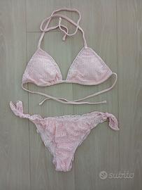 Bikini rosa in pizzo sangallo tgL