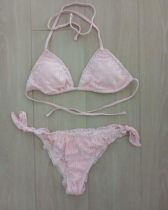 Bikini rosa in pizzo sangallo tgL
