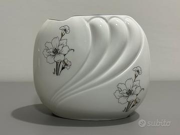 Vaso in Ceramica Bianco decorato a Fiori