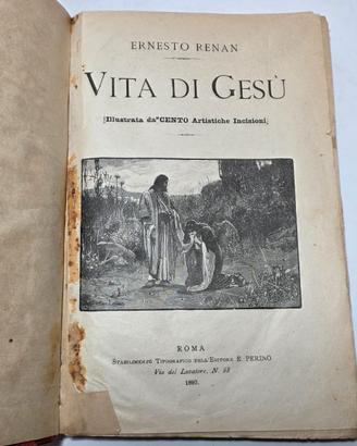 Libro Vecchio 1893 - Ernesto Renan Vita di Gesù
