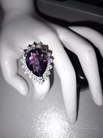 anello argento 925 quarzo viola