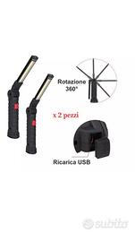 Set 2 Lampade aa Lavoro LED Ricaricabili Torcia MA