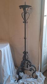 portacero in ferro battuto -lampada