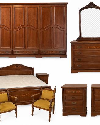 Camera da letto completa in legno, stile classico