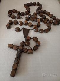 Grande rosario in legno e metallo cm.160