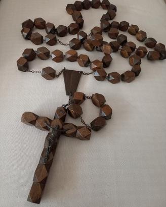 Grande rosario in legno e metallo cm.160