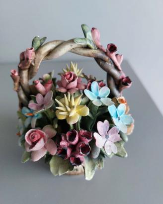 Soprammobile Capodimonte cestino fiori