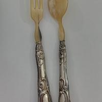 Set posate da insalata con manico in argento 800