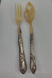 Set posate da insalata con manico in argento 800