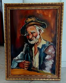 Quadro con Vecchietto dipinto a mano su tela.