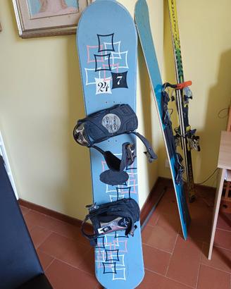 Tavola con attacchi per snowboard