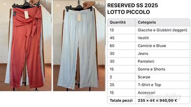 INGROSSO STOCK ABBIGLIAMENTO DONNA RESERVED 2025