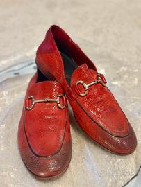 Scarpa mocassino Alexander Hotto pelle col. Rosso