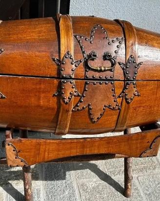 Porta liquori vintage in  legno e cuoio