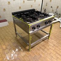 Stufa cucina professionale 4 fuochi