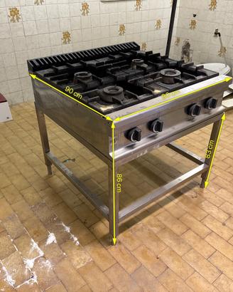 Stufa cucina professionale 4 fuochi