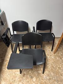 Set 3 Sedie, sala attesa meeting ufficio nere